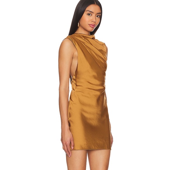 Significant Other Annabel Bias Mini Dress in Gold - Picture 2 of 3